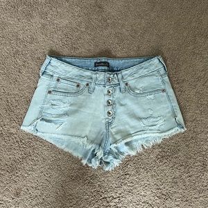 A&F Mid Rise Light Wash Denim Shorts